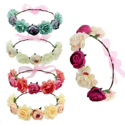 New High Quality Peony Women's Bohemian Floral Headbands Flower for Party Wedding